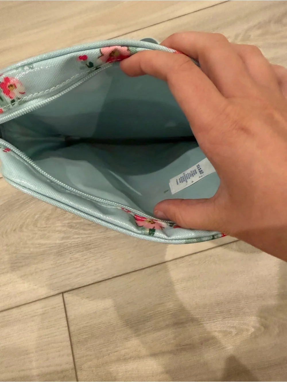 Cath Kidston Light Blue Floral Crossbody Bag with Pink & Red Roses